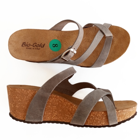 Bio Gold | Shoes | Bio Gold Made In Italy Leather Wedges Sandals | Poshmark